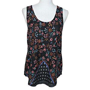 Self Esteem Racer Back Tank Top Multicolor Floral Stretch Lightweight Soft Sz XL